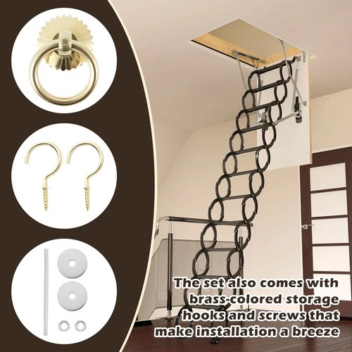 1 Set Attic Ladder Pull Down Hook Stainless Steel Attic Pull Down Hook Parts Efficient Convenient Ladder Kit Fast Assembly Suitable for Loft