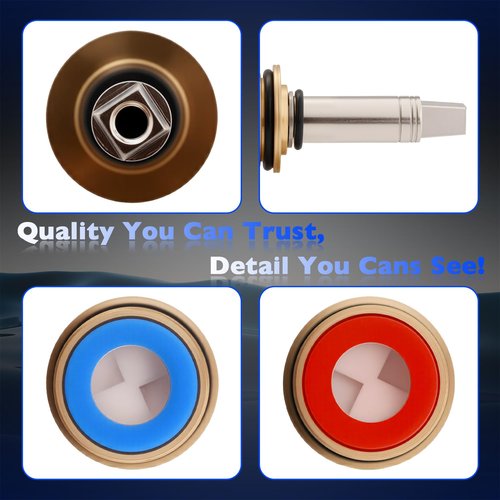 Misakomo Ceramic 1/4-Turn Cold & Hot Valve Cartridge Kit Long Stem Fit for Concealed Caps Replace# 377XKRHJKABNF & 377XKLHJKABNF