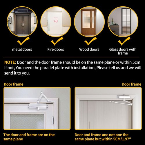 White Automatic Door Closer for Home with Hold Open, Heavy Duty Adjustable Hydraulic Door Soft Closers Residential, Auto Closing Door Mechanism Without Noise, Bear The Door Weight 55~99lb