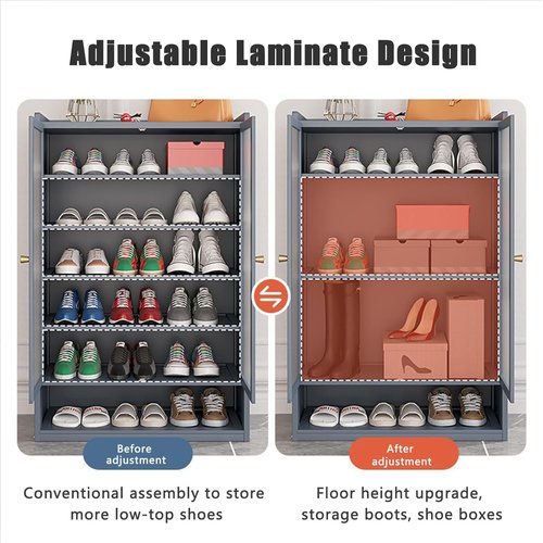JOIHGA 8-Tier Shoe Storage Cabinet for Entryway, 36-40 Pairs Large Capacity Shoe Cabinet with Acrylic Door, Freestangding Shoe Rack Organizer with Adjustable Shelf for Closet, Hallway, Living Room