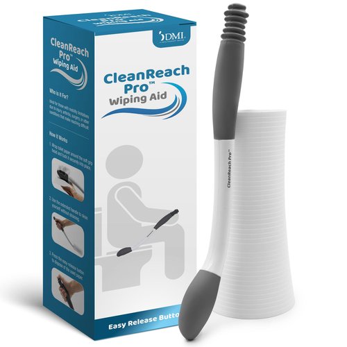 DMI CleanReach Pro with Sanitary Holder - Easy Release Toilet Aids for Wiping Bottom, Butt Wiper Tool for Women and Men, Long Handle Toilet Aids for Seniors and Handicap, Toileting Wand, FSA/HSA
