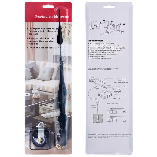Hicarer High Torque Quartz Long Shaft Clock Mechanism Replacement with 12 Inch Long Spade Hands Clock Movement Replacement Motor for DIY