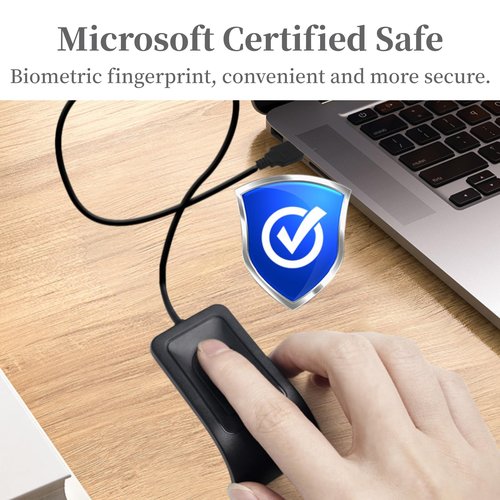 Desktop USB Fingerprint Reader, Computer Fingerprint Key Reader, USB Security Key with Extension Cable for Windows, Auto Calibration Recognition, Password