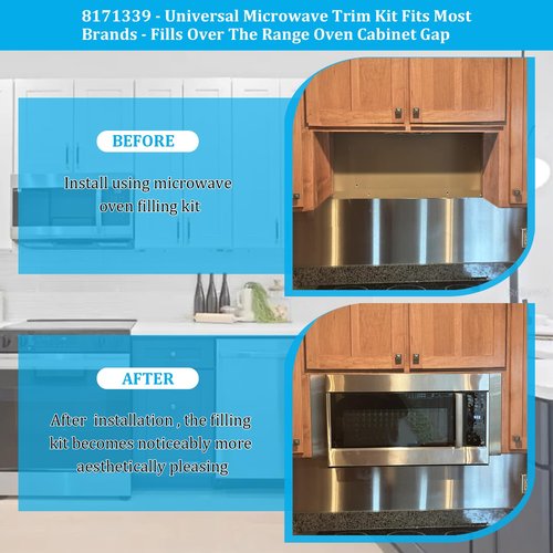 8171339 Microwave Filler Kit 15.75 L x 10.9 W x 3 H Gap Cover for Over-the-Range Ovens Anti-Rust & Durable Replaces Whirlpool GE LG Microwave Trim Kit