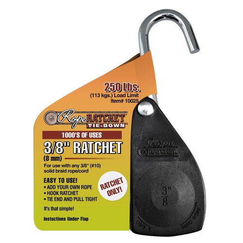 Rope Ratchet 3/8" Tie Down Pulley Hanger, Heavy Duty Locking Mechanism, Tightener for Shade Sails, Hammocks, Canopy Anchoring, Garden Hoisting, Outdoor Use, 250 lbs Capacity - No Rope Included