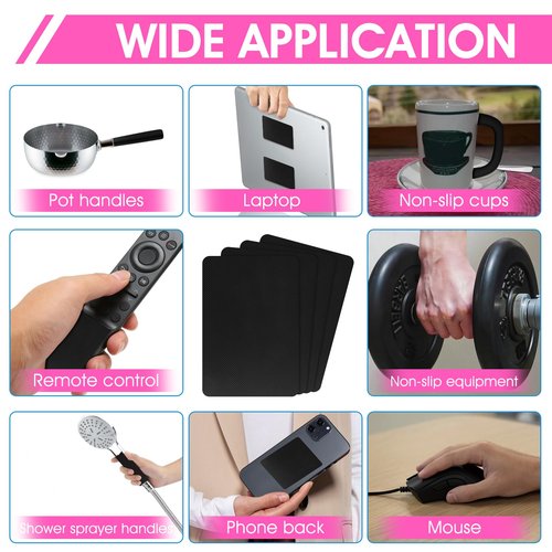 4pcs Non Slip Self Adhesive Rubber Furniture Pads Enhanced Cuttable Rubber Grip Tape Anti-Sliding Anti-Scratch Floor Protectors Waterproof Anti-Slip Padding Sheets for Safer Handles Surfaces Appliance