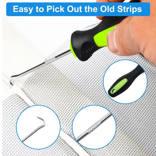Window Screen Repair Kit Mesh Screen Spline Roller Repair Tools Kit with Screen Installer Clips, Metal and Plastic Spline Fixing Tool Kit for Window Screen (Colorful)