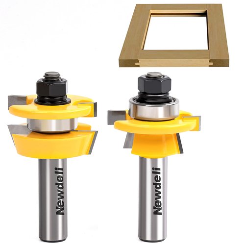 Shaker Rail and Stile Router Bits, Newdeli 1/2 Inch Shank Tongue and Groove Router Bit, Professional Carbide Milling Cutters for Woodworking for Cabinet Door