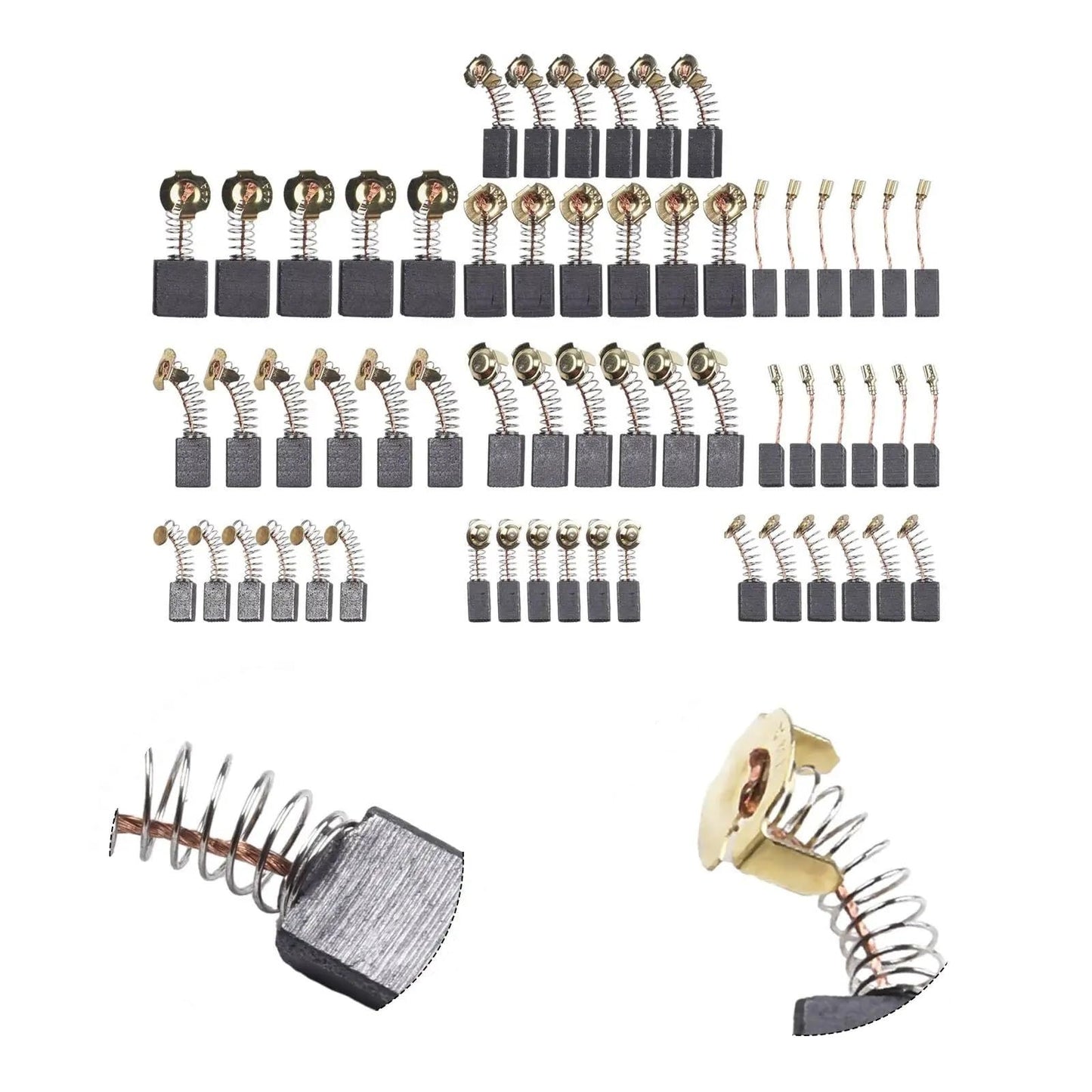 60pcs Replacement Electric Hammer Drill Graphite Brush, 10 Sizes Electric Motor Carbon Brushes, Motor Carbon Brushes