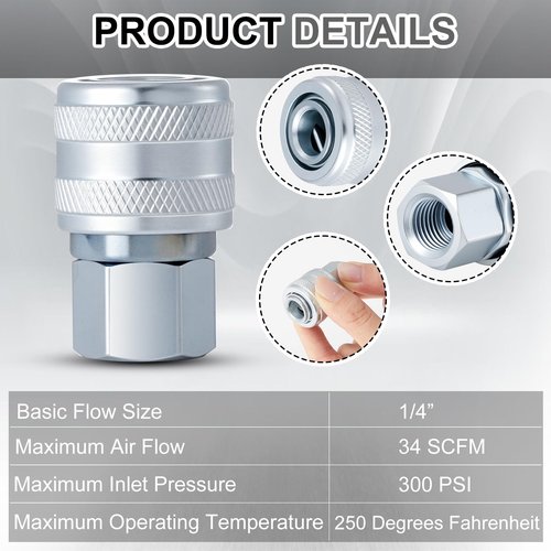 Yaocom 12 Pcs 775 1/4" FNPT A Style Coupler 1/4" FNPT a Style Air Fittings Compatible with Milton a Style Plugs #778, #777, #777-4, #777-6, #1777-4 and #1777-6