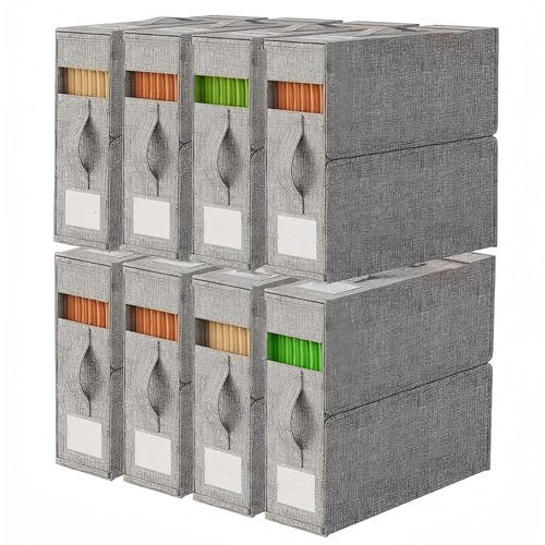 6-Piece Foldable Storage Organizer Set with Handles, Ideal for Bed Sheets, Blankets, and Coverlets, Space-Saving Closet Grey