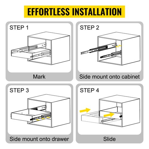 VEVOR Drawer Slides, 1 Pair 60inch Locking Drawer Slides, 500lbs Load Capacity, Side Mount Ball Bearing Drawer Glides, Long Full Extension Drawer Slide