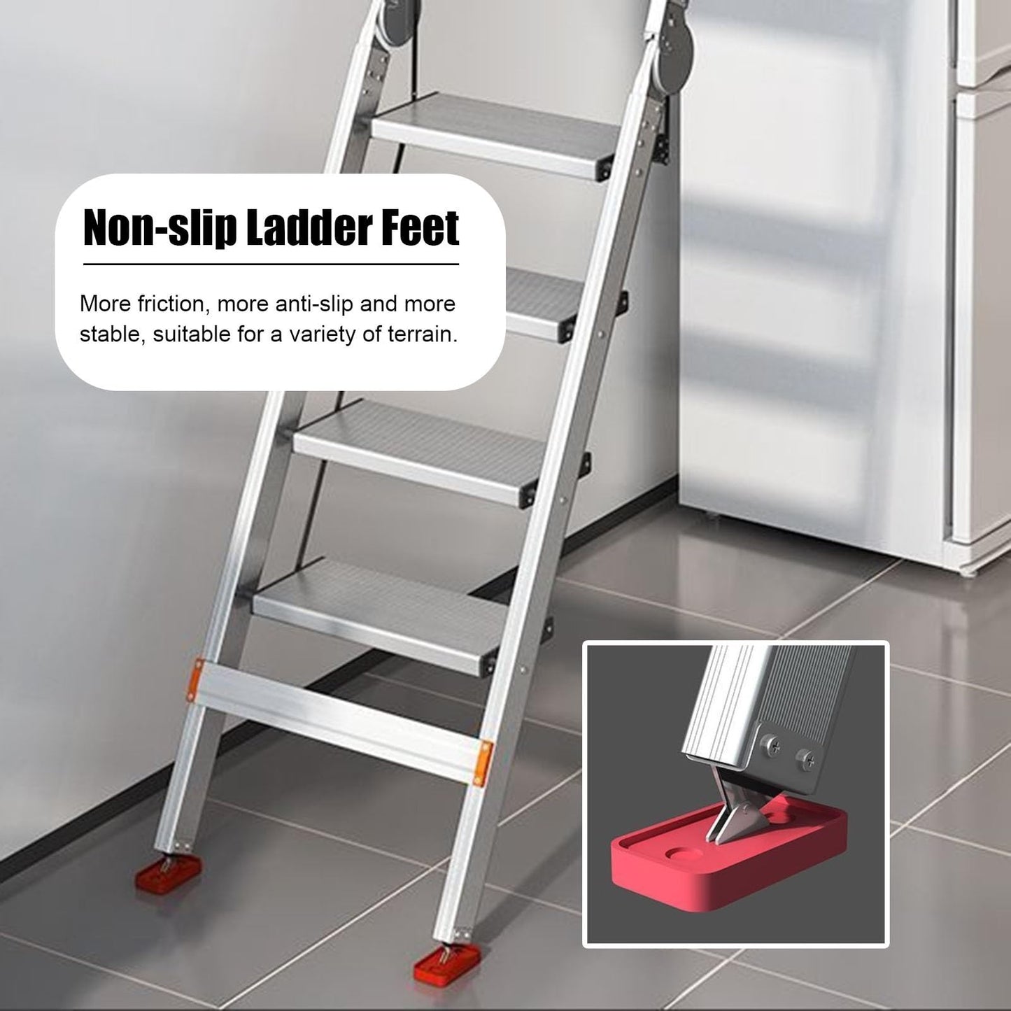 Foldable Attic Egress Ladder, Universal Space-Saving Loft Ladders for Basement/Window Well/Apartments, Fire Escape Ladder with Non-Slip Strips(9 Step 275 cm (108 1/4"))