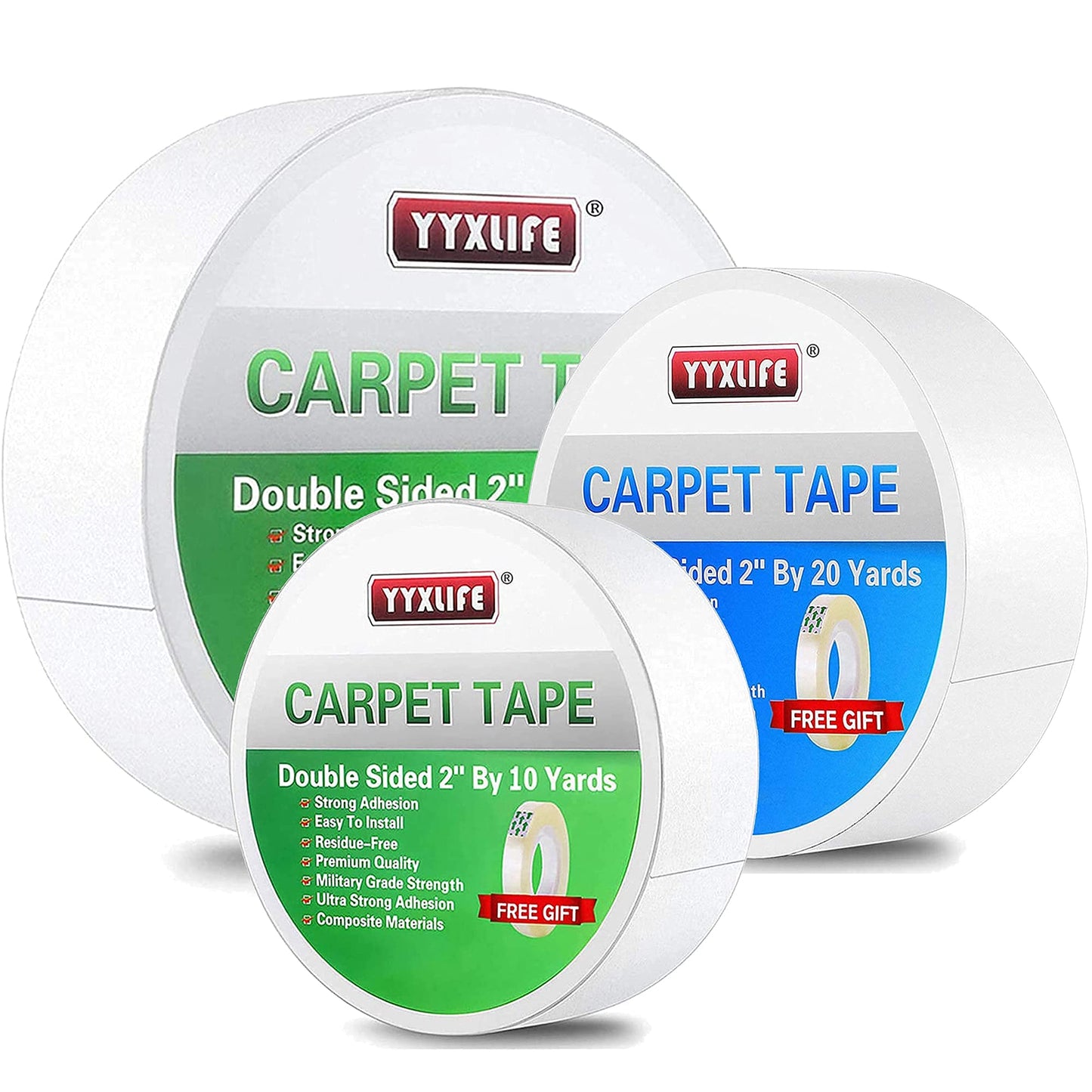 YYXLIFE Double Sided Carpet Tape,for Area Rugs Carpet Adhesive Removable Multi-Purpose Rug Tape Cloth for Hardwood Floors,Outdoor Rugs,2Inch x 10 Yards,20 Yards,30 Yards