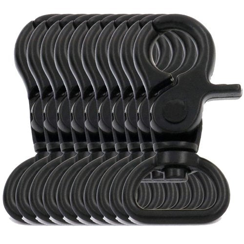 BIKICOCO 5/8'' Swivel Trigger Snap Hook Lobster Claw Clasp Spring Loaded Clip, D-Ring Ended, Black - Pack of 10