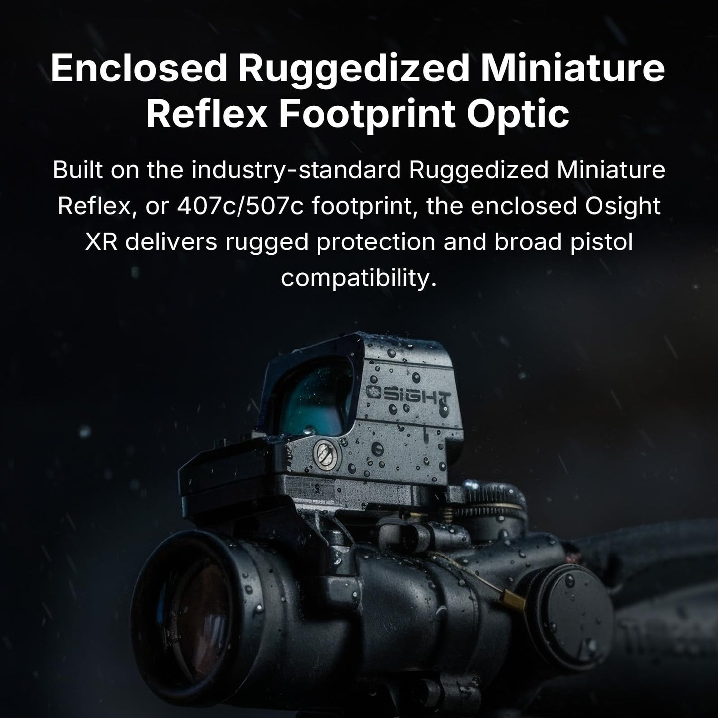 OSIGHT XR Enclosed Red Dot Sight, 2/6 MOA Dot & 32 MOA Circle Multi-Reticle, 407C/507C Footprint Compatible, Parallax-Free Reflex Optic with Charging Cover for Full-Size Setups
