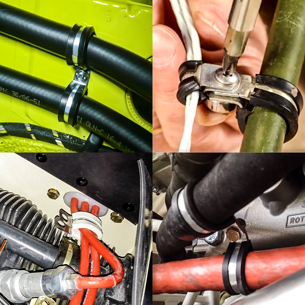 Lokman 12 Pack Stainless Steel Cable Clamp, Pipe & Metal Clamp, Rubber Cushioned (3/4 Inch)