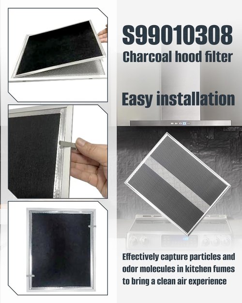 S99010308 Range Hood Charcoal Filter Replacement Fit for Broan QS WS BPSF30 Fit for GE WB02X10707 NON-Ducted Range Hood Charcoal Filters 10.8" X 13.3" (2 Pcs)