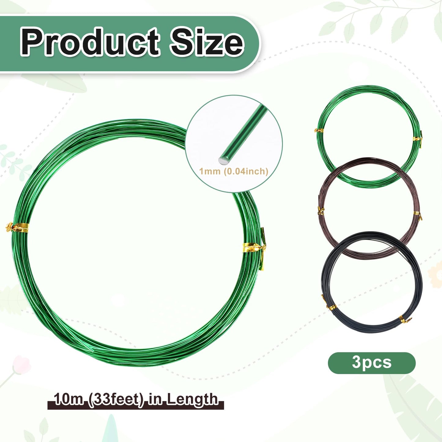 Bonsai Wire Kit, 98 Feet Aluminum Bonsai Tree Training Adjustable Wires Accessories for Holding Branches Wire Bonsai-Tool Set Small Trunks Bonsai-Trees Indoor Garden DIY Tools (3 Colors, 1mm, 30m)