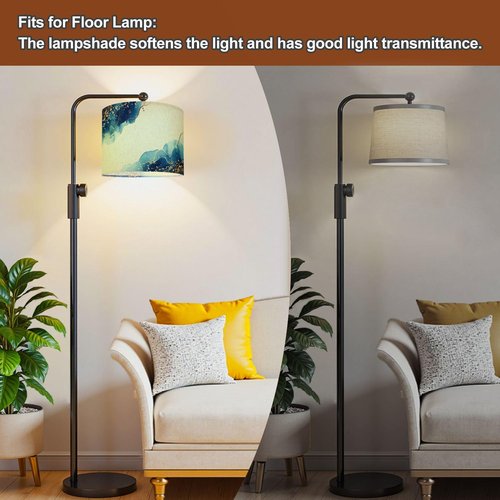 Lampshade Set of 2 White Blue shades watercolor fluid painting Drum Lampshades For Table Lamp Floor Lamps Replacement Lamp Shades Easy Assembly Required