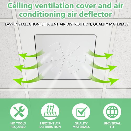 (1 Pack)-24" x 24" Adjustable Office Vent Cover - Durable,For Flat Office Ceiling Vents Ceiling Air Deflector for Conditioner or Heat Air Deflector Magnetic Size approximately: 24.75X24.75IN
