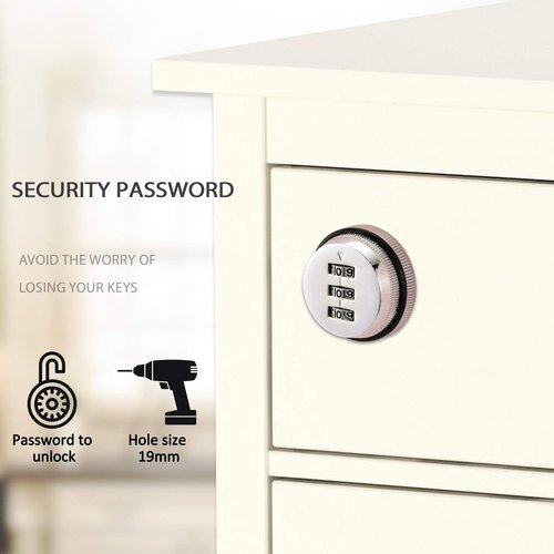 Combination Cam Lock Security Locks Set of 2 Password Coded Locks 3-Digit Keyless Metal Locks for Safety of Box Cabinet Drawer Mailbox Door Furniture (20mm, Silver)