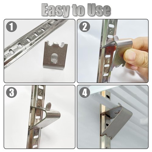 Refrigerator Shelf Clips, HOSRNOVO 10PCS Heavy Duty Stainless Steel 920158 Freezer Shelf Clips for Cooler Shelf Support (Sliver)