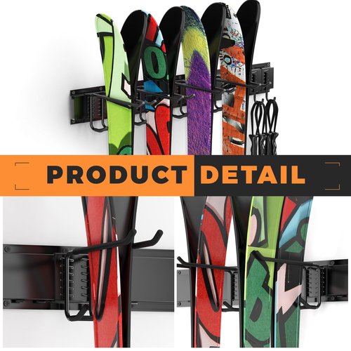 Madertool Garage Storage Organization System Ski Wall Rack Skis Mount Hanger Home Shed and Garage Snowboard Wall Rack System Holds Up to 350lbs