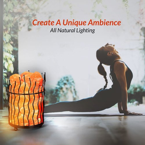 Himalayan Glow 1332 Piller Salt Basket Lamp, Standard, Amber Glow