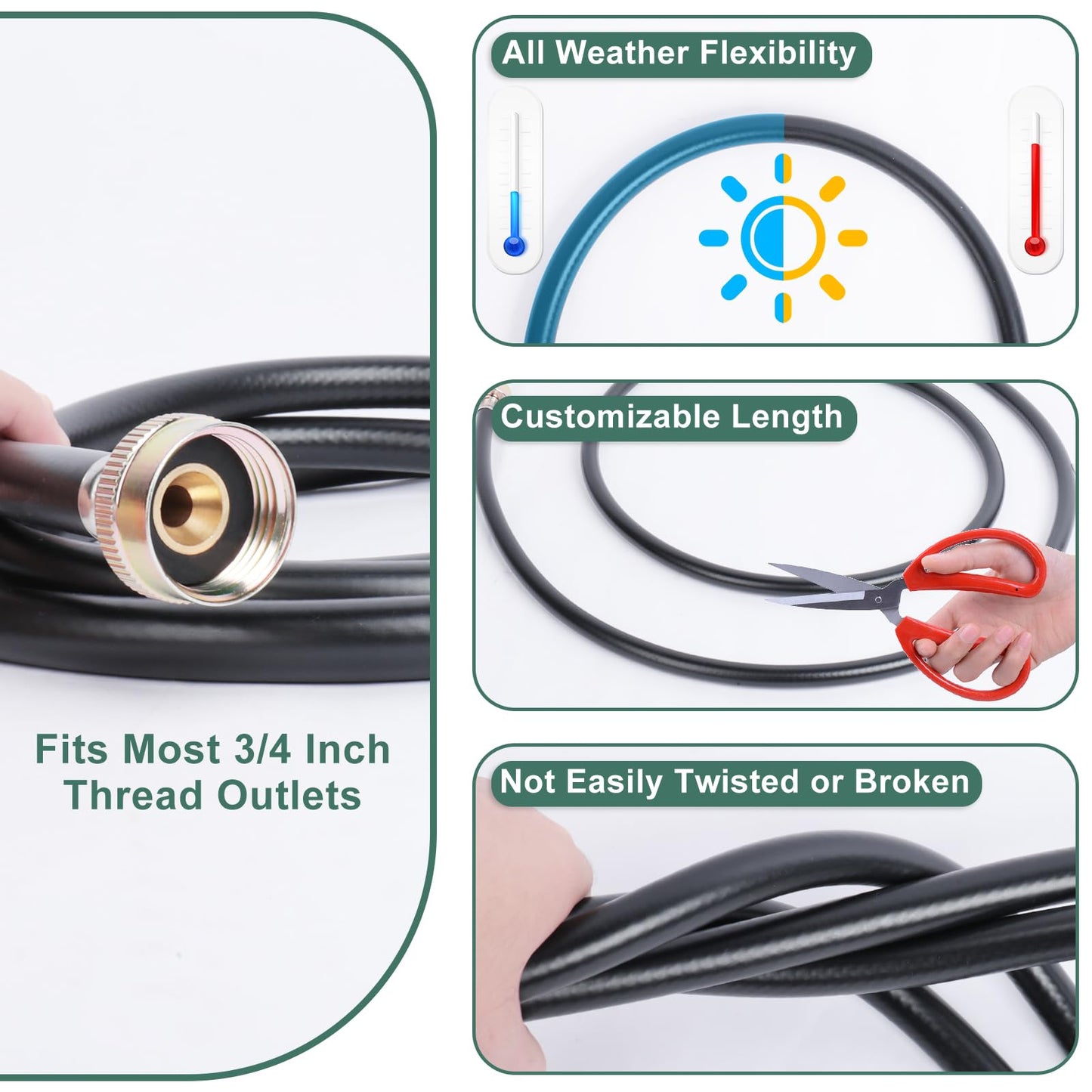 2 M/6.6 FT Dehumidifier Drain Hose 3/4 Inch FHT Connection Brass Thickened Drain Hose, Heavy Duty and Flexible Drainage Hose fits for Most of Dehumidifiers