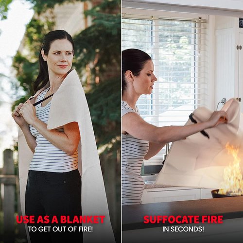Prepared Hero Emergency Fire Suppression Blanket - 2 Pack, 40' x 40' Fiberglass Blanket for Kitchen and Home