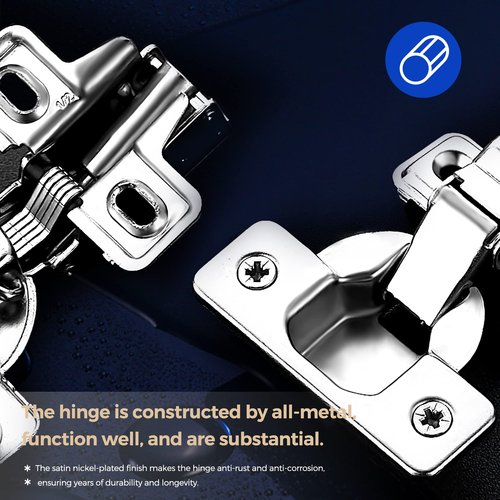 Ravinte 60 Pack 30 Pairs Short Arm Kitchen Cabinet Hinges for 1/2 Inch Overlay Cabinet, Brushed Nickel 105 Degree Opening Angle Hinges, Soft Close Concealed with Mounting Screws for Face Frame Door