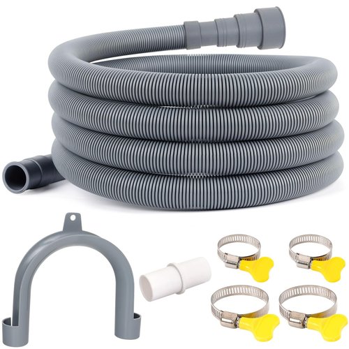 Yeturaaw 10Ft Washing Machine Drain Hose, Dishwasher Drain Hose Extension – No Tools Install, Universal Fit for Washing Machine, Dishwasher, Leak-Proof with 4 Adjustable Clamps & U-Bracket