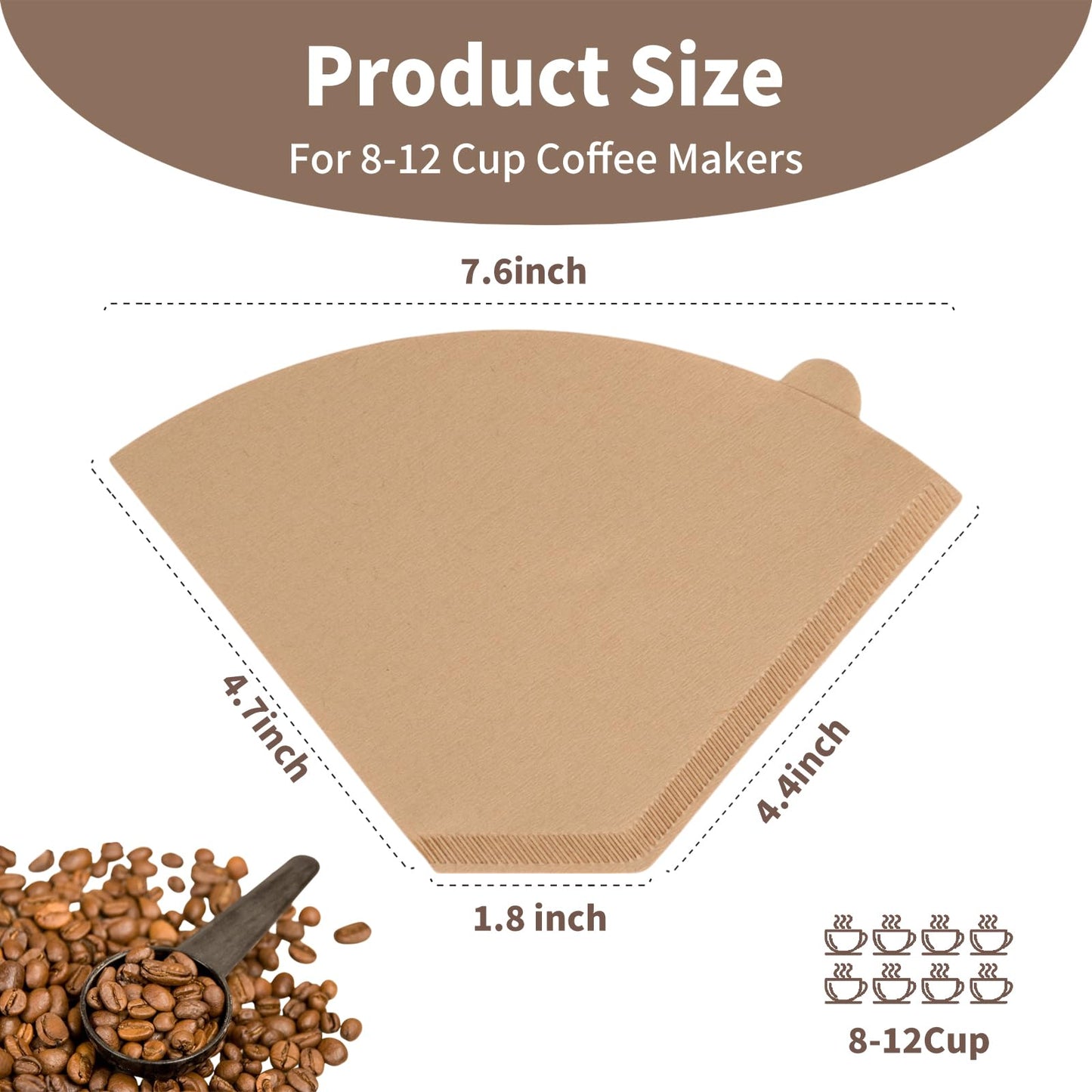 Frociviny Disposable #4 Cone Coffee Filters, 100pcs Unbleached Wood Pulp Paper, Compatible with Ninja Coffee Maker, 8-12 Cup Capacity
