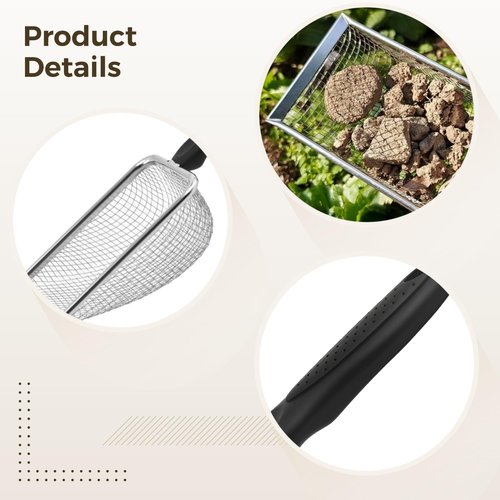 3 PCS Garden Soil Sieve with Handle, Sand Sifter Compost Sifters, 2 mm 3.8 mm 5 mm Stainless Steel Mesh Black Plastic Handle Gardening Tools