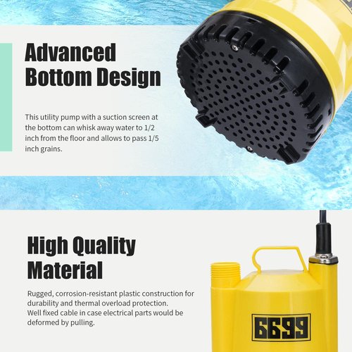 6699 Tankless Water Heater Descaling Flush Kit Includes Submersible Utility Pump with Adapters 3 Gallons Pail with Bucket Lid Opener and Two 3/4" GHT X 6FT PVC Black Hoses Easy Installation to Clean