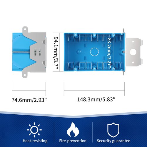 XIUTE 3 Gang Electrical Box,49 Cubic Inch Adjustable Boxes,Three Gang PVC Work Switch/Outlet Wall Electrical Box, ETL Approved，(Blue, 1-Pack)
