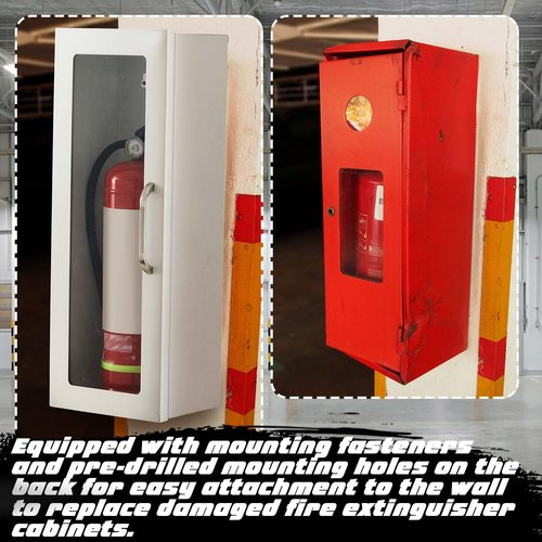 Zonon 1 Pcs Fire Extinguisher Cabinet Wall & Surface Mount 24-3/4 H x 10-1/4 W x 6-3/4 D Steel Fire Extinguisher Box Holder Case with Handle for Indoor Outdoor (White)