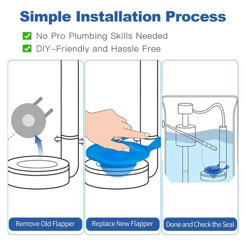 Toilet Flapper Replacement, 2" Universal Tank Flapper with Stainless Steel Chain, Toilet Flush Valves for Kohler, Toto, American Standard