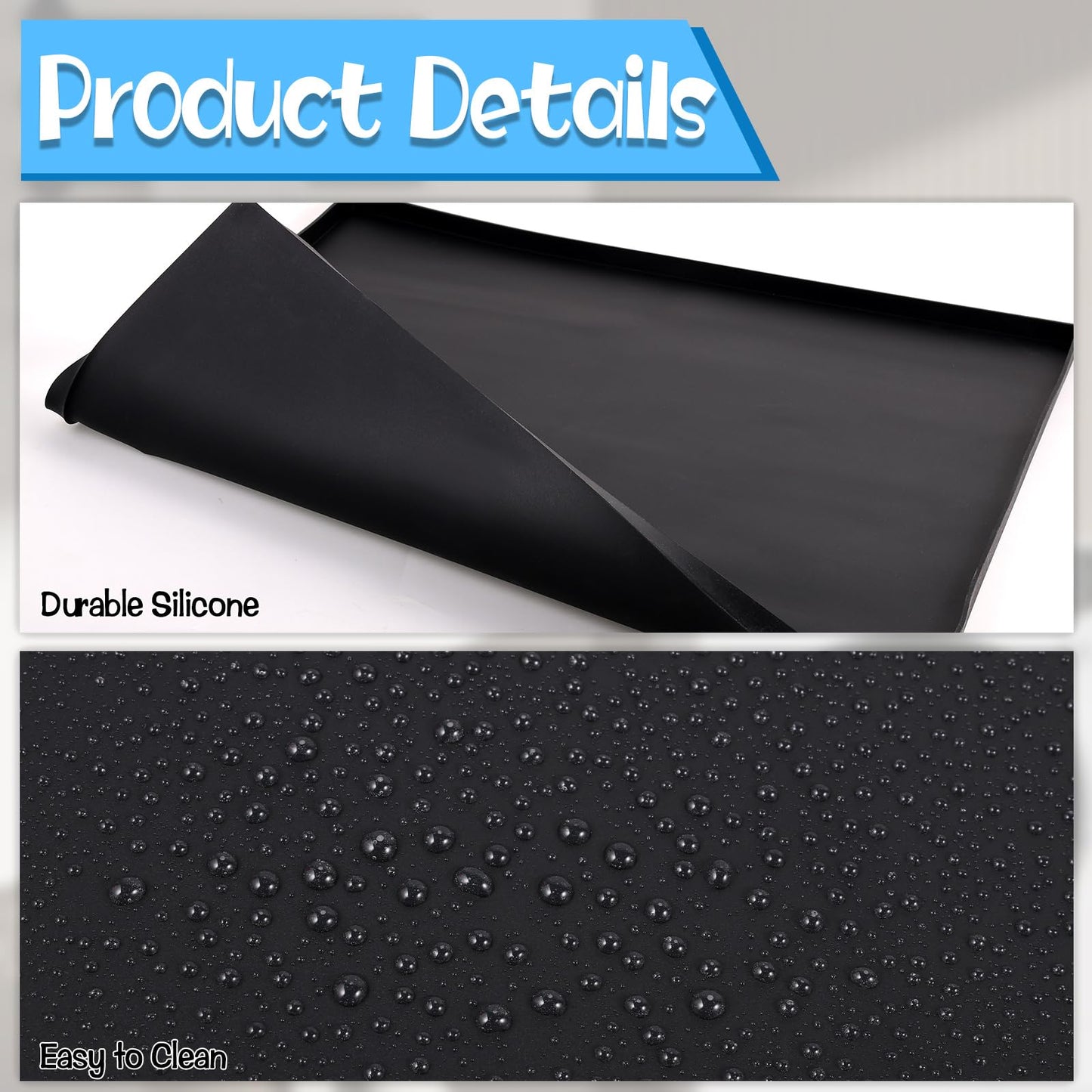 CIEOVO Dehumidifie Drain Pan Silicone Mat, Non-Slip Leak De humidifier Tray Soft Bottom Pad Portable Dehumidifier Silicone Mat with Raised Edge Drip Mat for Floor Protector 23.62"X19.68"