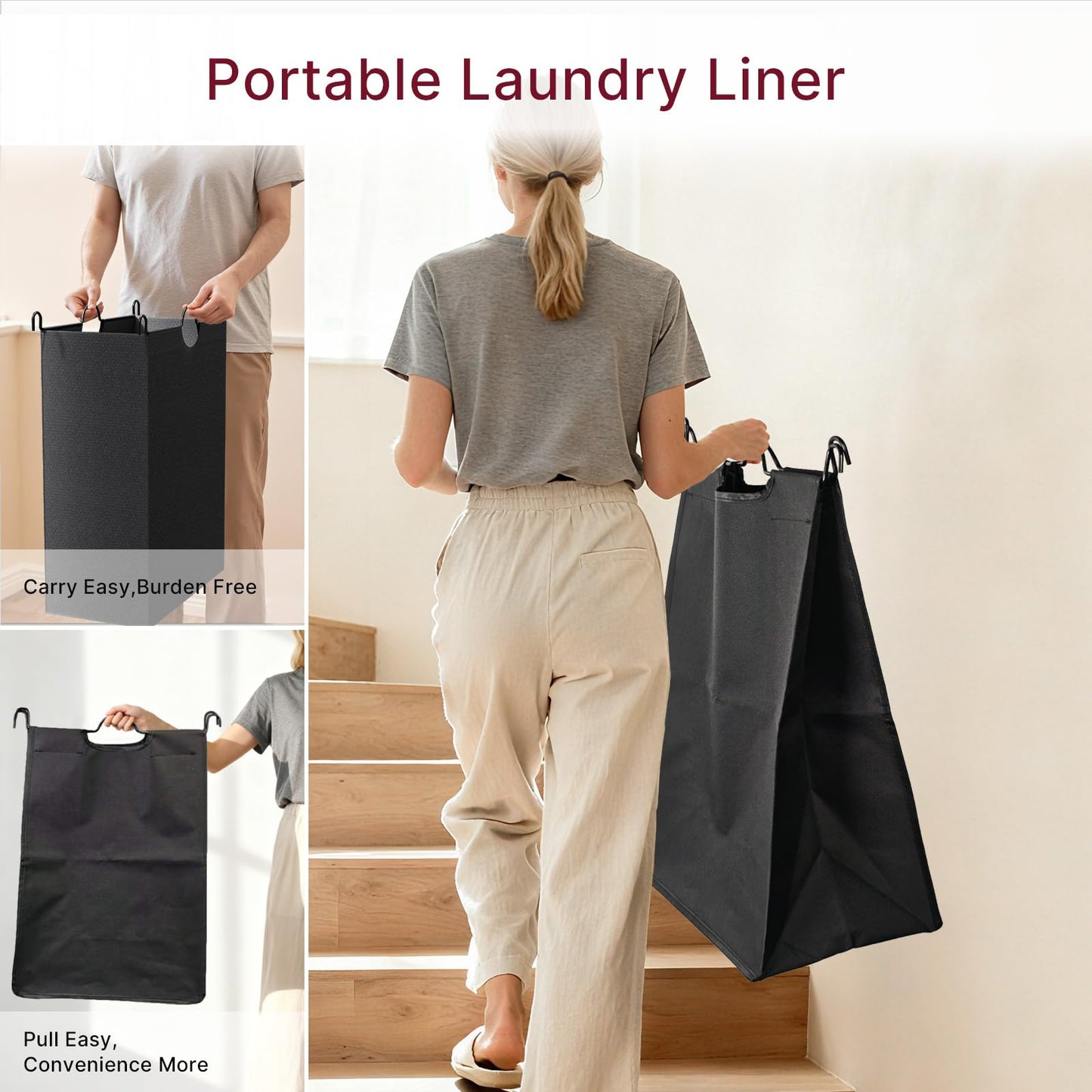 180L Laundry Sorter 3 Section – Heavy Duty Rolling Laundry Basket with Lockable Wheels and Lid, 3 Large Separate Removable Bags, Laundry Hamper Cart for Laundry Room Organizer