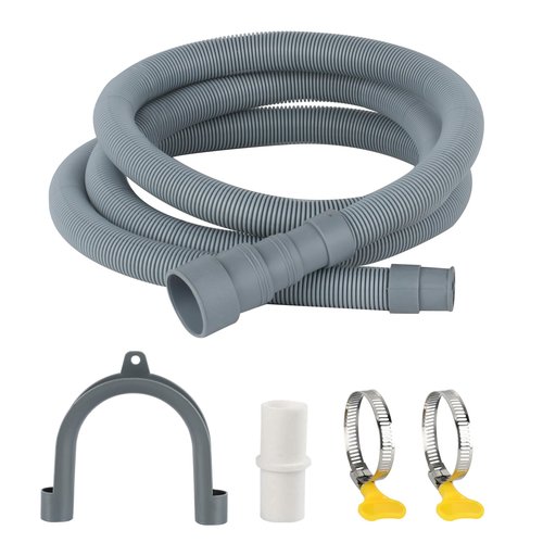Washing Machine Drain Hose Extension Kit - Universal for Dishwasher, Washer, Dehumidifier - Flexible With 2 Clamps, 1U Holder (6.56 FT)