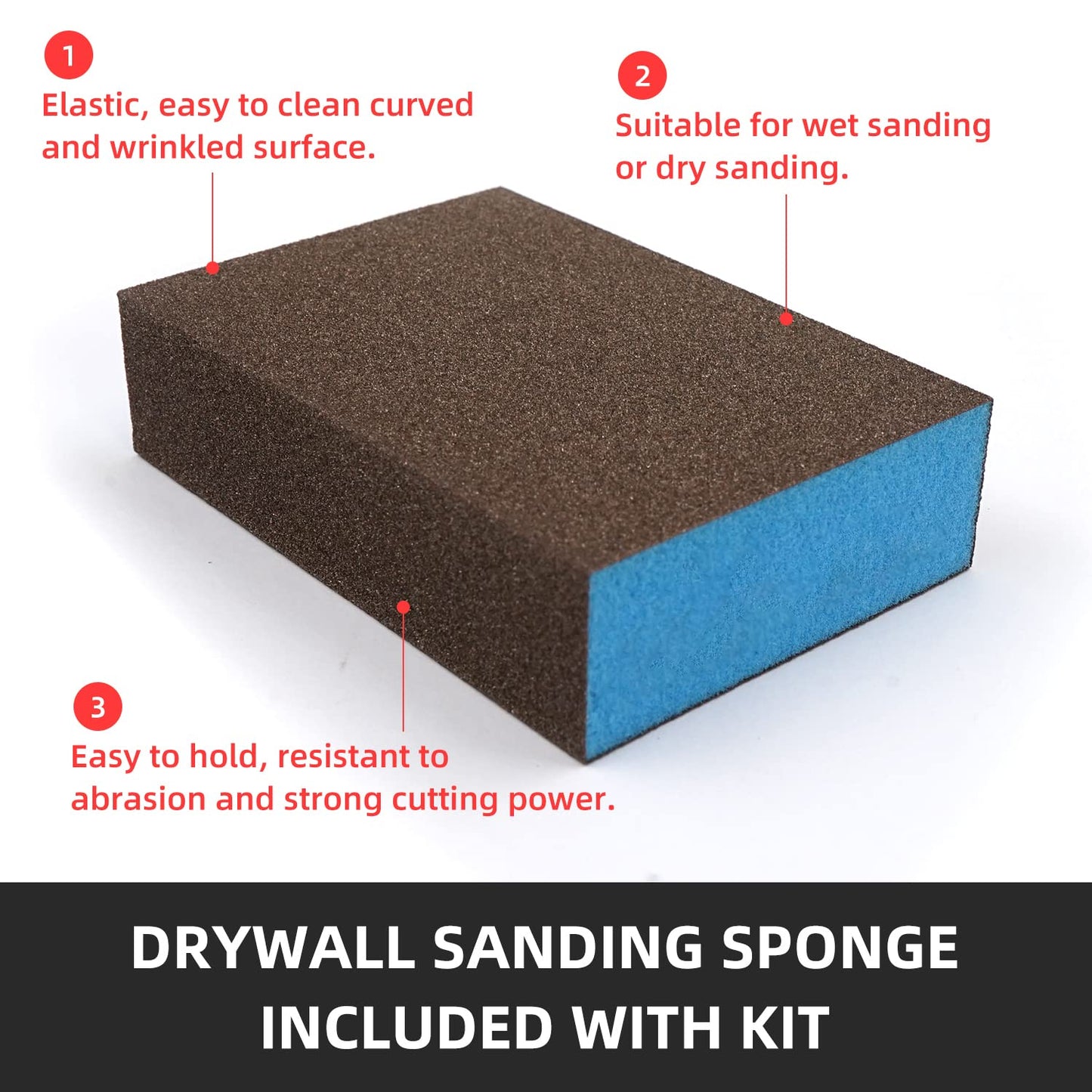 BONCART Wall Spackle & Drywall Repair Patch Kit with Mending Agent Putty, Repair Paste Plaster, Scraper & Sanding Sponge for Wall Crack/Nail Hole