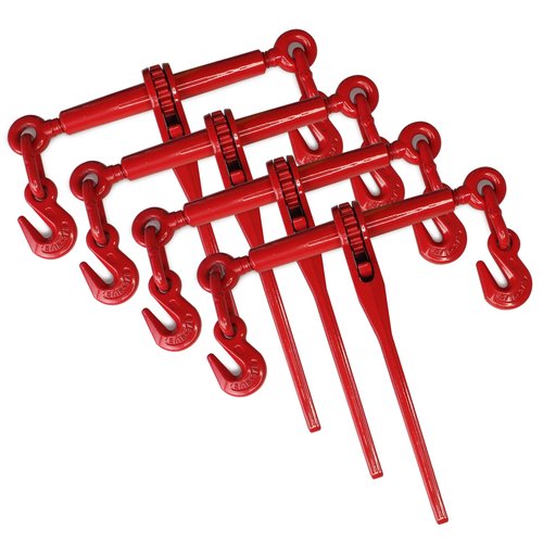 ENJ 4 Pack Ratchet Load Binder with 2 Grab Hooks, for 5/16-3/8 Grade 70 Transport Chain, Load Binder with 5,400 Pound Working Load Limit