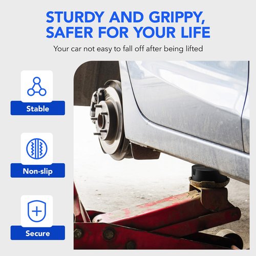 Suewort Upgraded Pinch Weld Jack Pad, Two Depths X-Grooves Floor Jack, Easily Fit Different Cars, Thicker Sturdy and Grippy Rubber Pad to Protect You and Your Car, 3.9 x 3.9 x 1.8 in