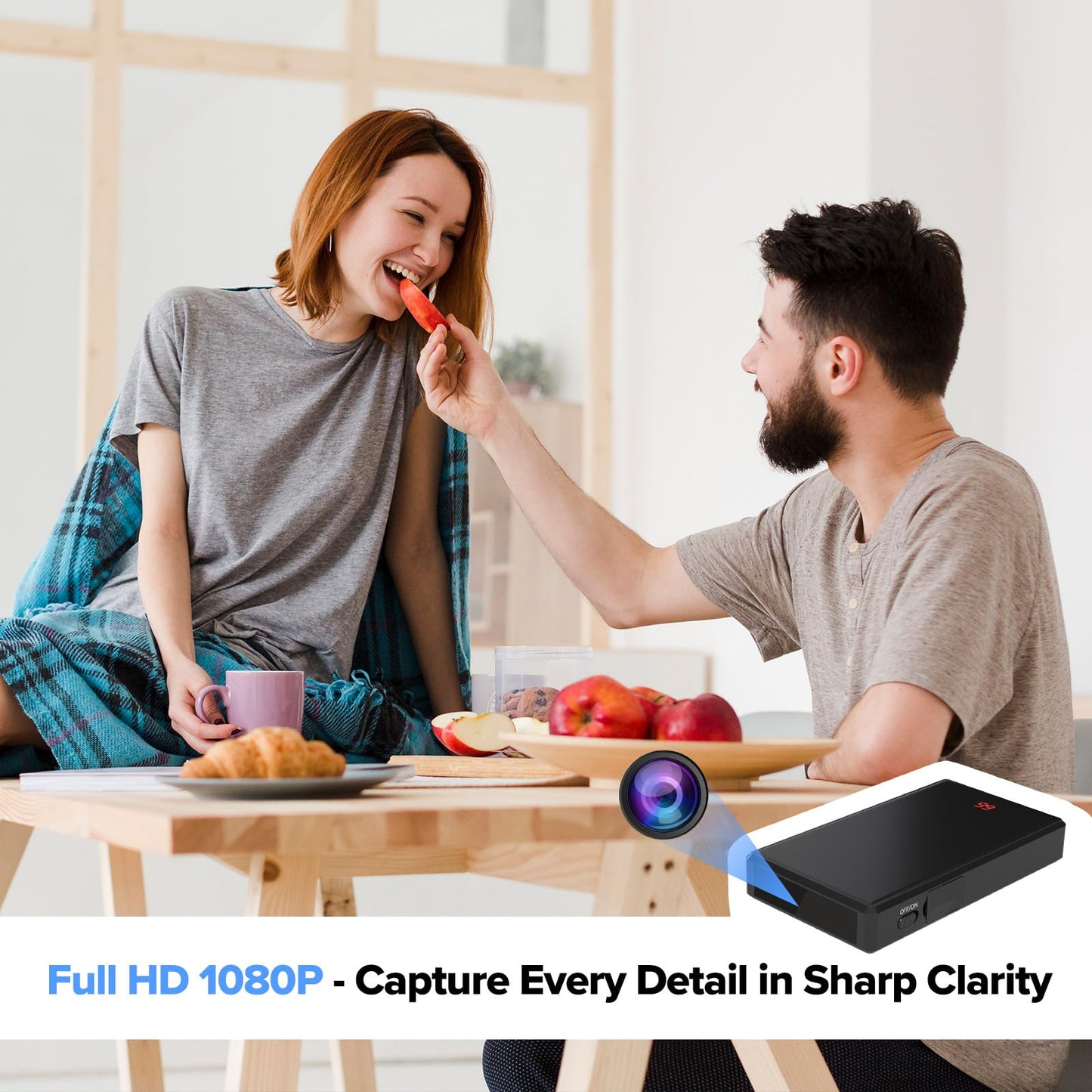 Hidden Camera Portable Charger – 1080P Full HD Spy Camera with WiFi & Night Vision, Wireless Mini Nanny Cam for Home Security, Indoor/Outdoor Covert Surveillance