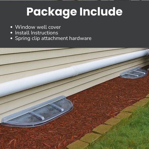1 Pc Flat Window Well Cover Outside, 39 Inch Width x 13 Inch Depth x 2.5 Inch Height, Blocks Debris & Rain, Ideal for Basement Use