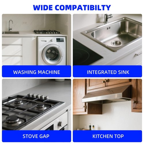 2 Pack Black Stainless Steel Stove Counter Gap Cover, Heat Resistant Stove Gap Guard & Filler, Adjustable Range Trim Kit from 13.7" to 27.3", Easy Clean for Kitchen Counter Stove Gap Sealing