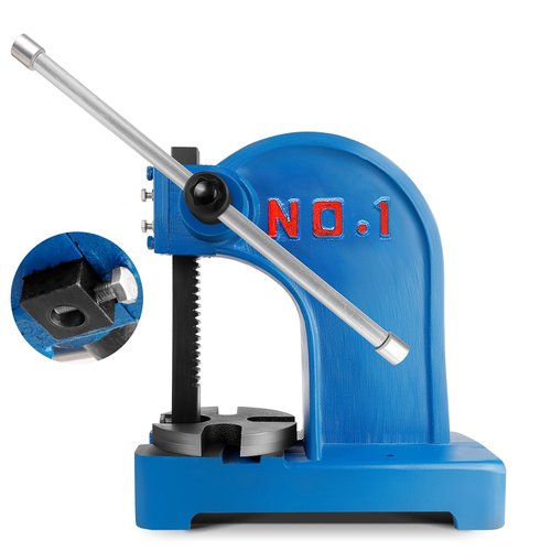 Arbor Press, Ratchet Leverage Arbor Press, with Handwheel, 5.5" Maximum Height Manual Desktop Punch Press Machine, Metal Arbor Press Tool (Blue, 1 TON)