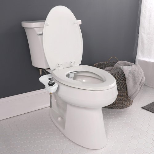 Bio Bidet SlimEdge Bidet Attachment for Toilet, Non Electric, Self Cleaning Dual Nozzles for Front and Rear Cold Water Wash, Adjustable Water Pressure, Ultra Thin Design, White